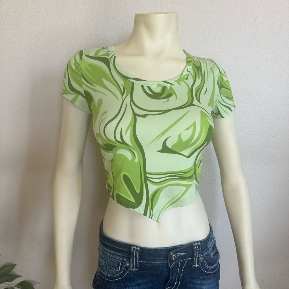 Green Girls Groovy SWIRLS Crop Top V Bottom